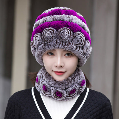 Stylish Real Rabbit Fur Ear Flap Hat - Warm Winter Accessory