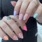 Heart Rainbow Macaron Nail Extensions, Detachable and Adorable