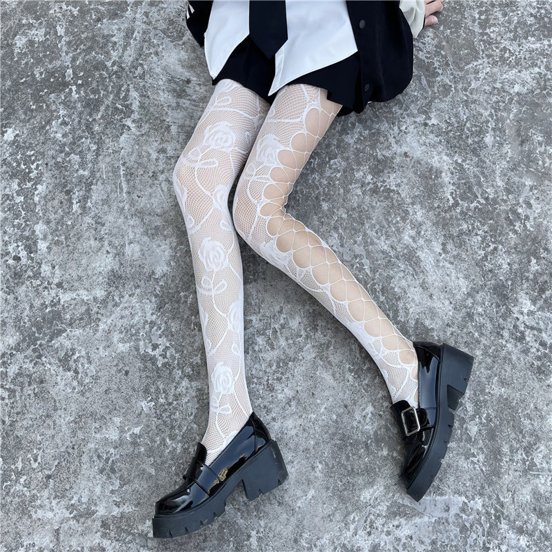 Free Shipping For Fishnet Personalized Rose Thigh High Stocking