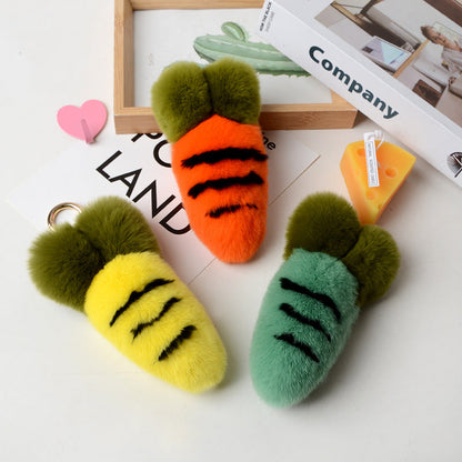 Wholesale Fuzzy Carrot Charm - Faux Fur Keychain & Bag Accessory