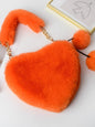 Fashionable Heart-Shaped Fuzzy Handbag - Tote Crossbody