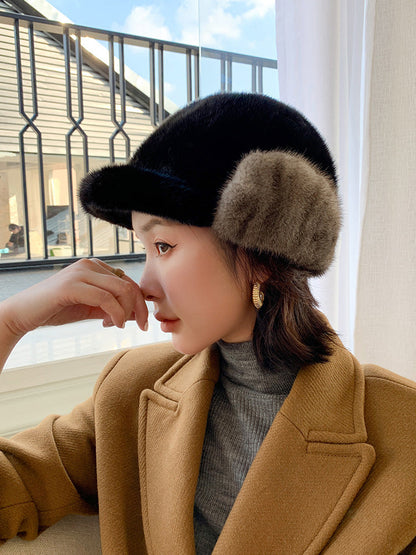 Warm Mink Fur Ear Flap Hat - Unisex Winter Accessory