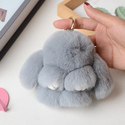 Wholesale Cute Faux Fur Bunny Keychain - Mini Decor