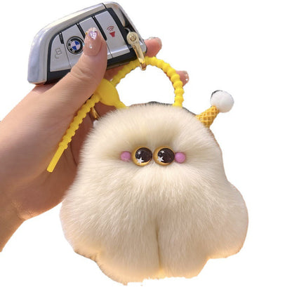 Cute Fuzzy Ice Cream Keychain - 10cm Plush Toy