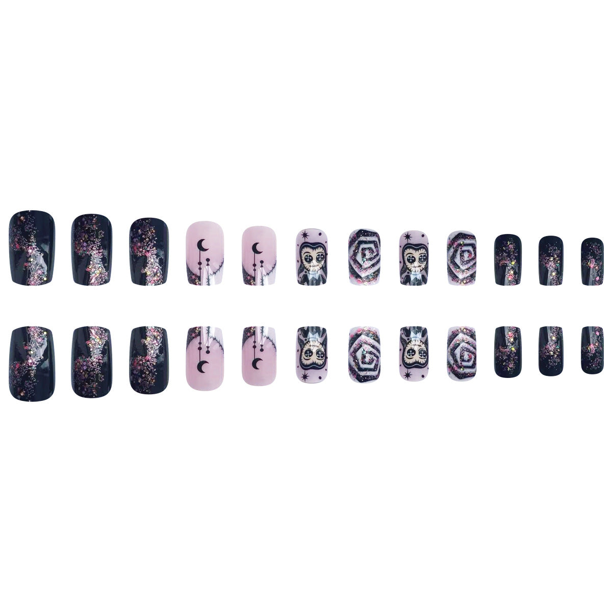 Enchanted Purple Glitter Nail Stickers for Halloween