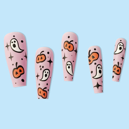 Wholesale Long Pumpkin Monster Halloween Nail Tips