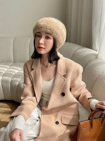 Vintage Korean Style Sable Fur Beret - Women's Winter Hat