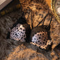 Polymail Open Cup Lace Leopard Pattern Push-up Bras