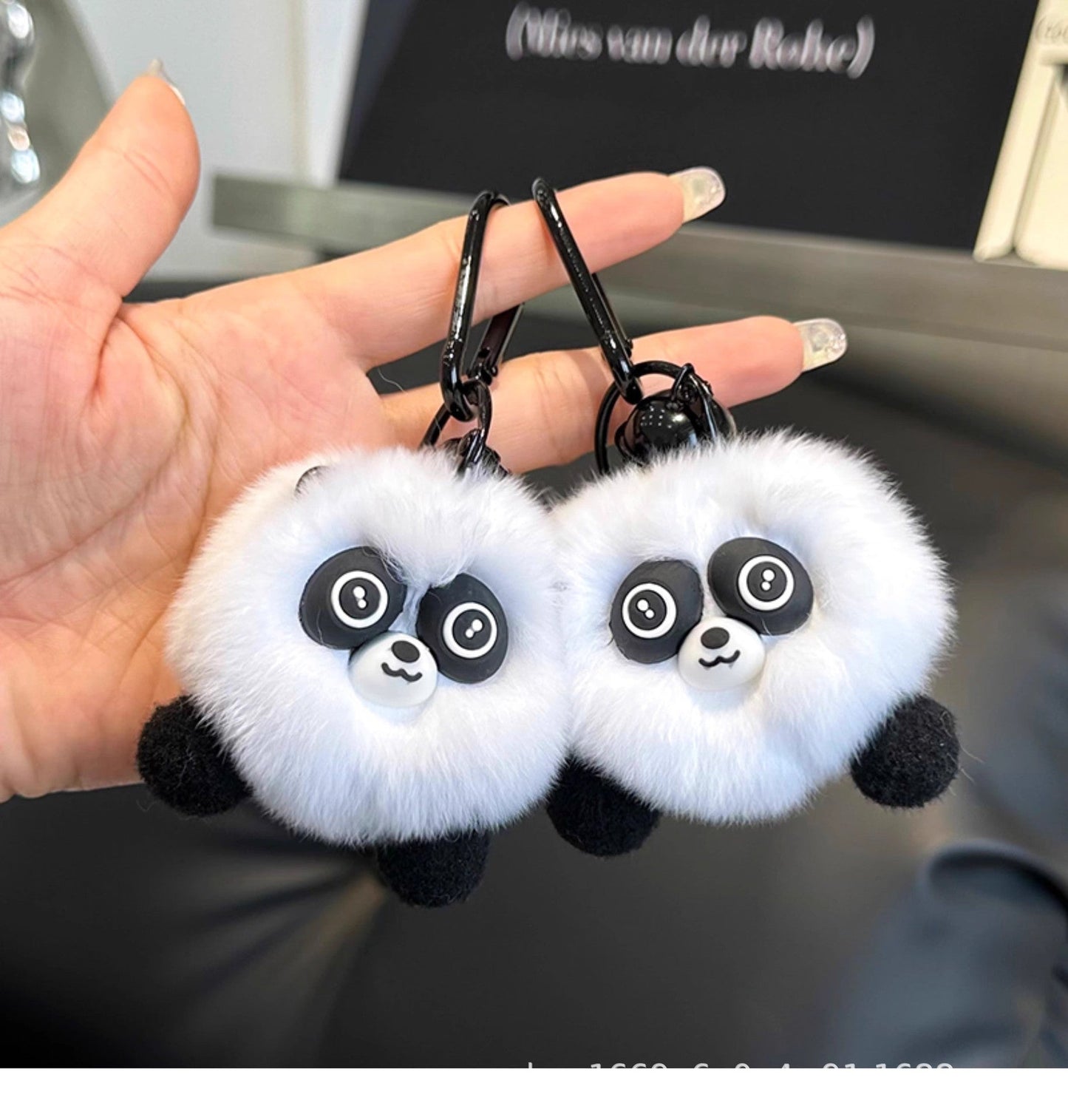 Cute Pom Pom Panda Keychain Fuzzy Toy Charm