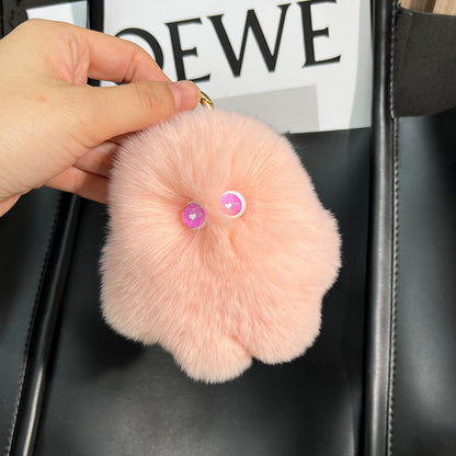 Cute Real Rabbit Fur Monster Keychain - Phone & Bag Charm