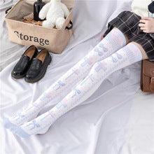 Spring and Autumn Print Japanese Lolita Cute Anime Knee Long Tube Velvet Socks