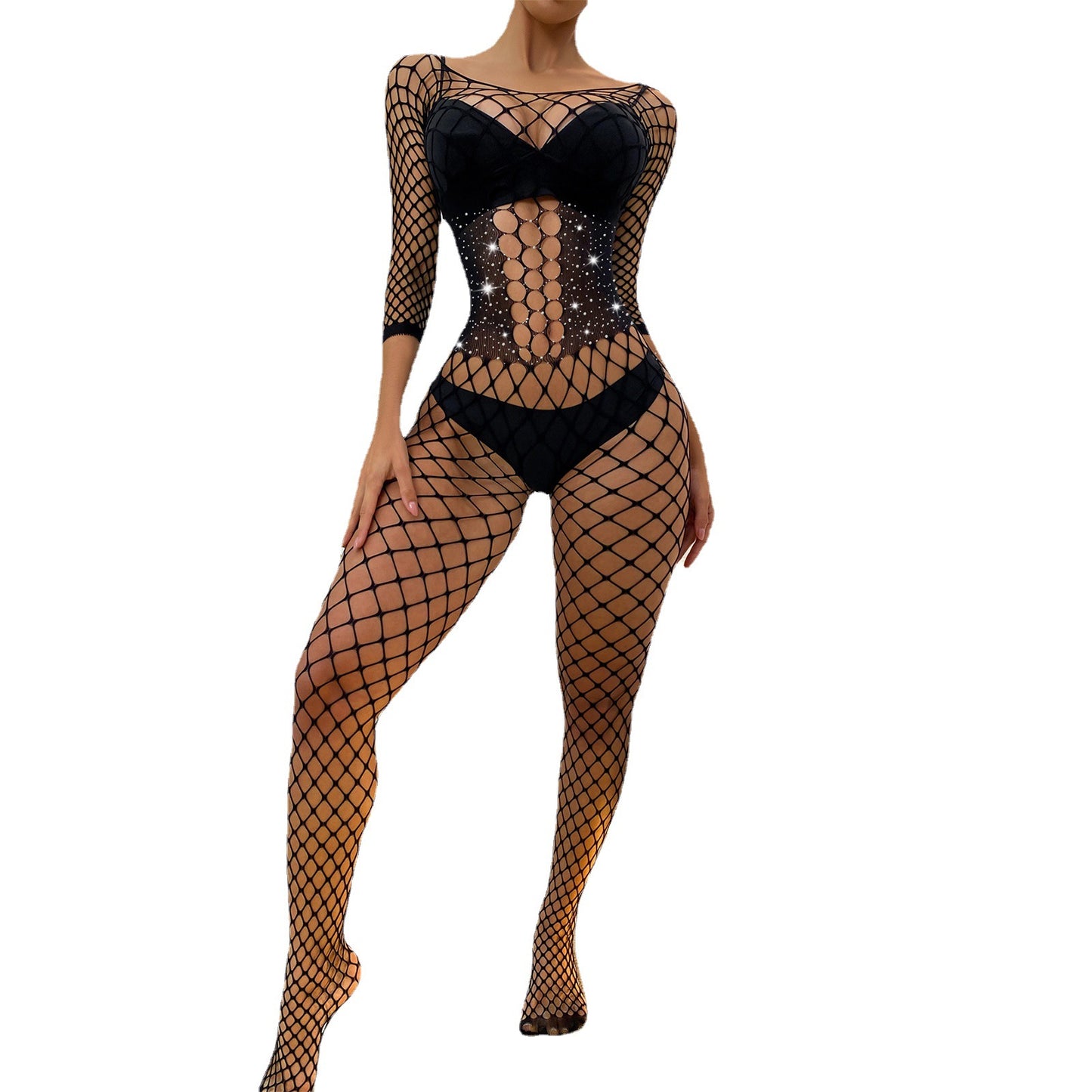 Sexy Fishnet Hollow Hot Diamond Onesie Sexy Underwear