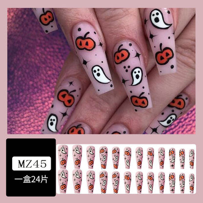 Wholesale Long Pumpkin Monster Halloween Nail Tips