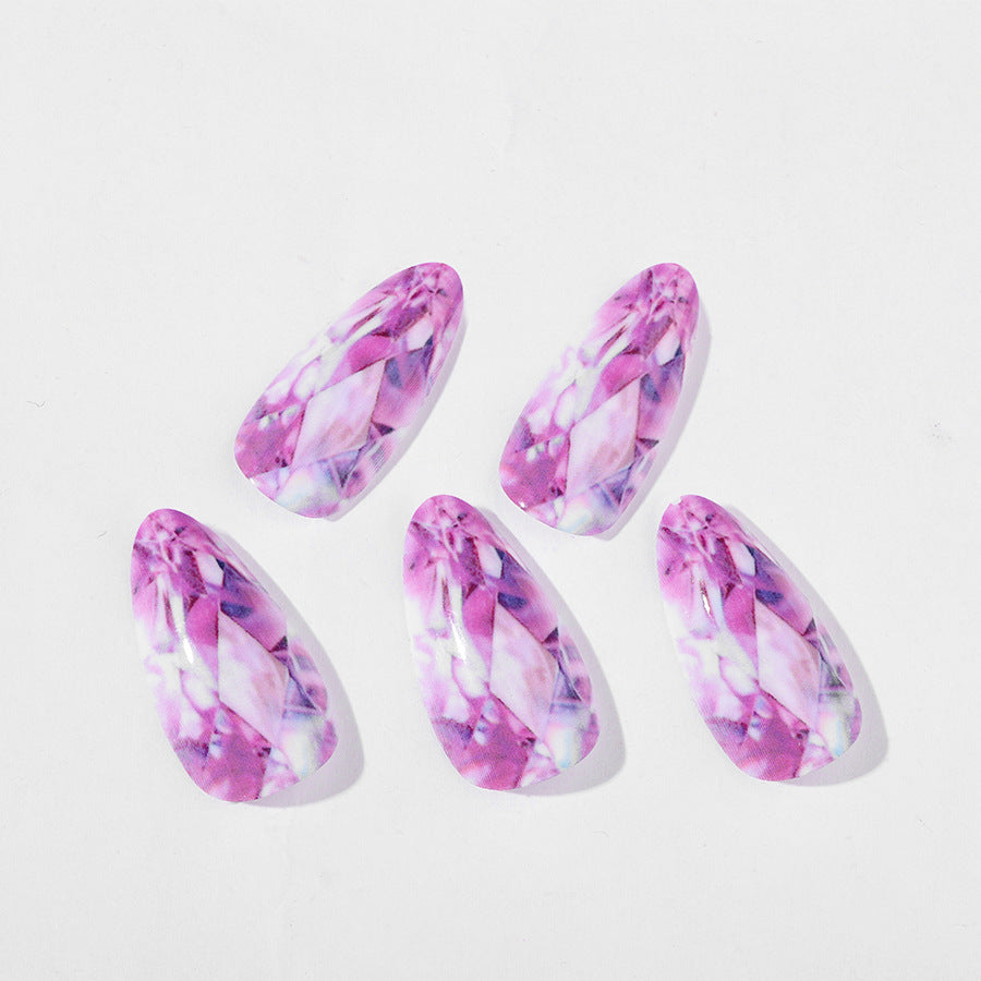 Almond Shape Crystal Gradient Nails