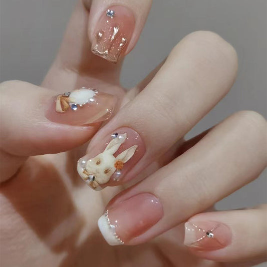 Rococo Bunny Nails, Adorable Sweet Sister Style