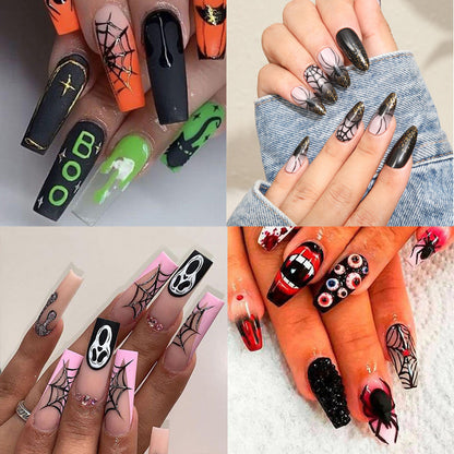 New FashionHalloween Spider Web and Ghost Face Nail Tips