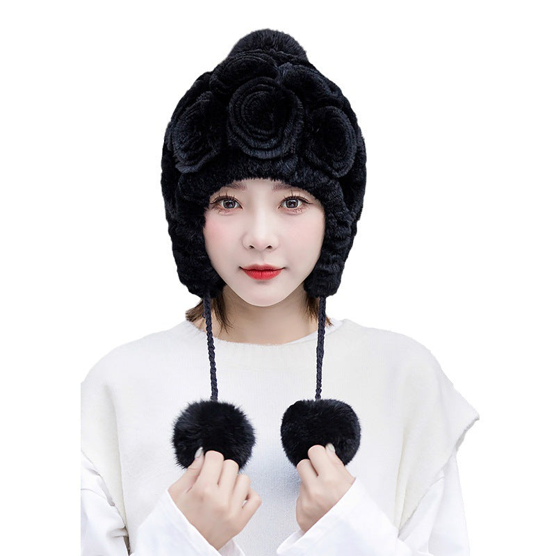 Winter Real Rabbit Fur Ear Flap Hat - Stylish & Warm