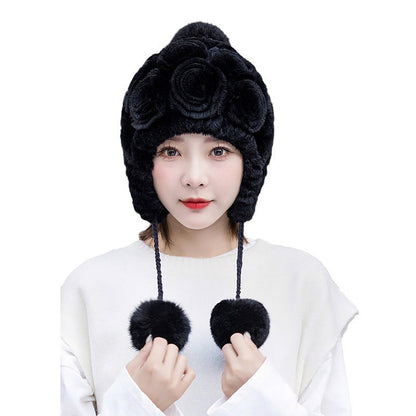 Winter Real Rabbit Fur Ear Flap Hat - Stylish & Warm