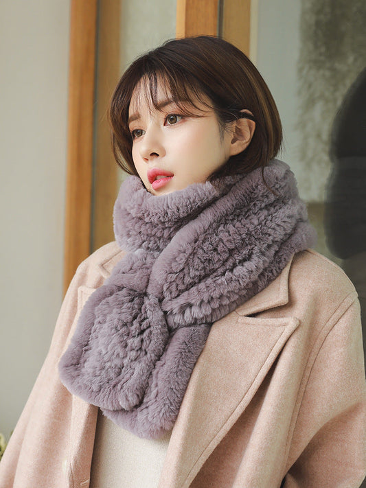 Long Real Rabbit Fur Scarf - Winter Fashion Accessory