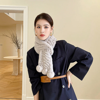 Winter Real Rabbit Fur Scarf - Stylish & Warm