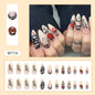 Dark Snake Rose Nails Black Almond Sweet Cool Euro Fashion Halloween Fake Nails-homeunderwear