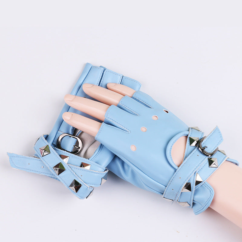 Cool Long Chain Leather Punk Gloves