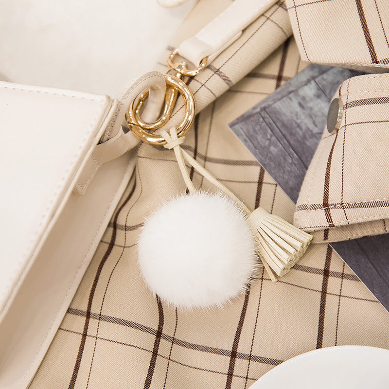 Mink Fur Mini Pom Pom Keychain & Bag Charm