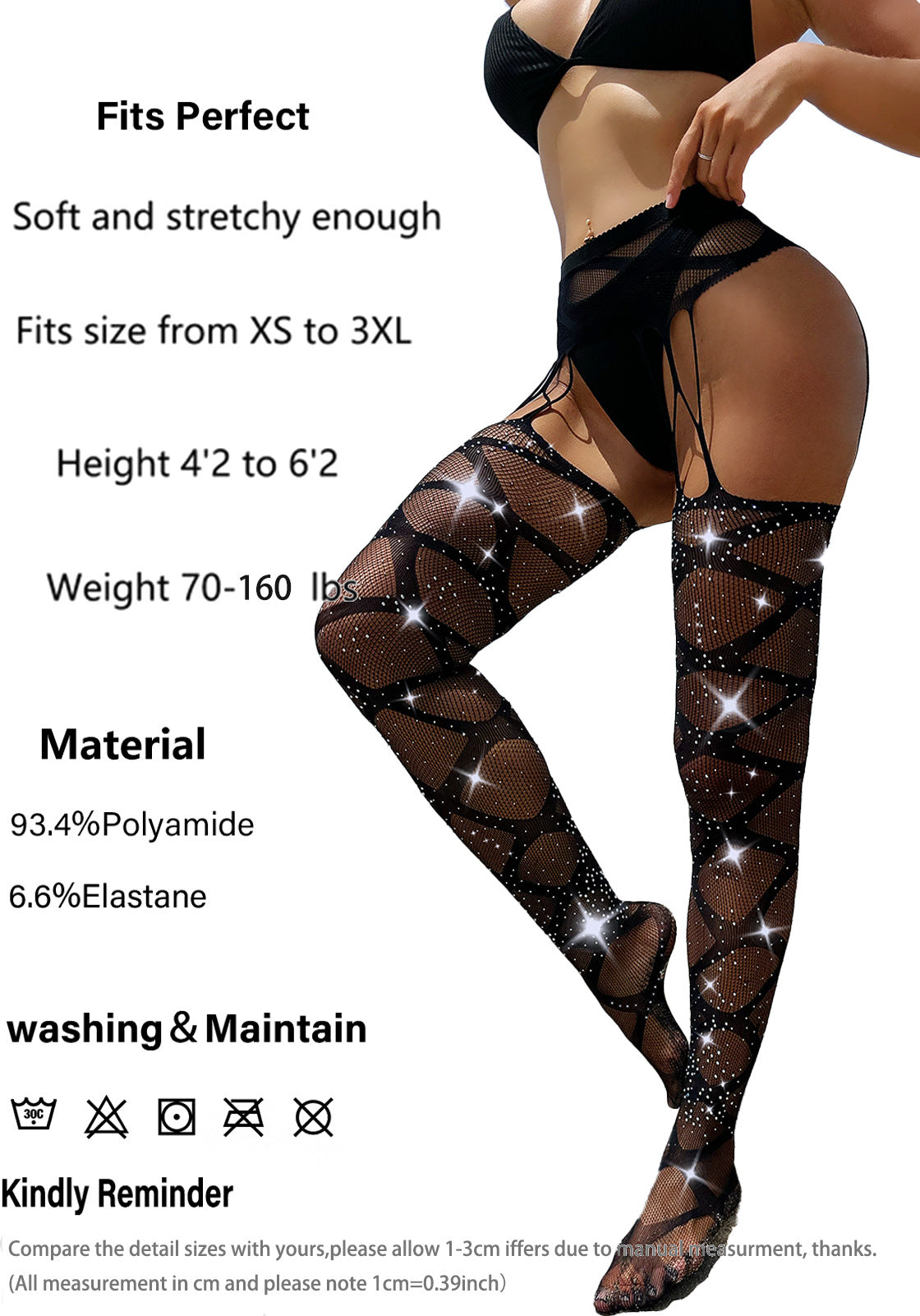 Sexy Leggings Hot Diamond Black Silk Ultra-thin Diamond Mesh Socks Striped Pantyhose