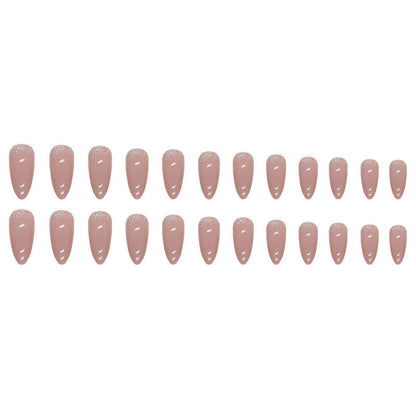 Almond Shape Sweet Minimalist Solid Color Glitter Nails, INS Style