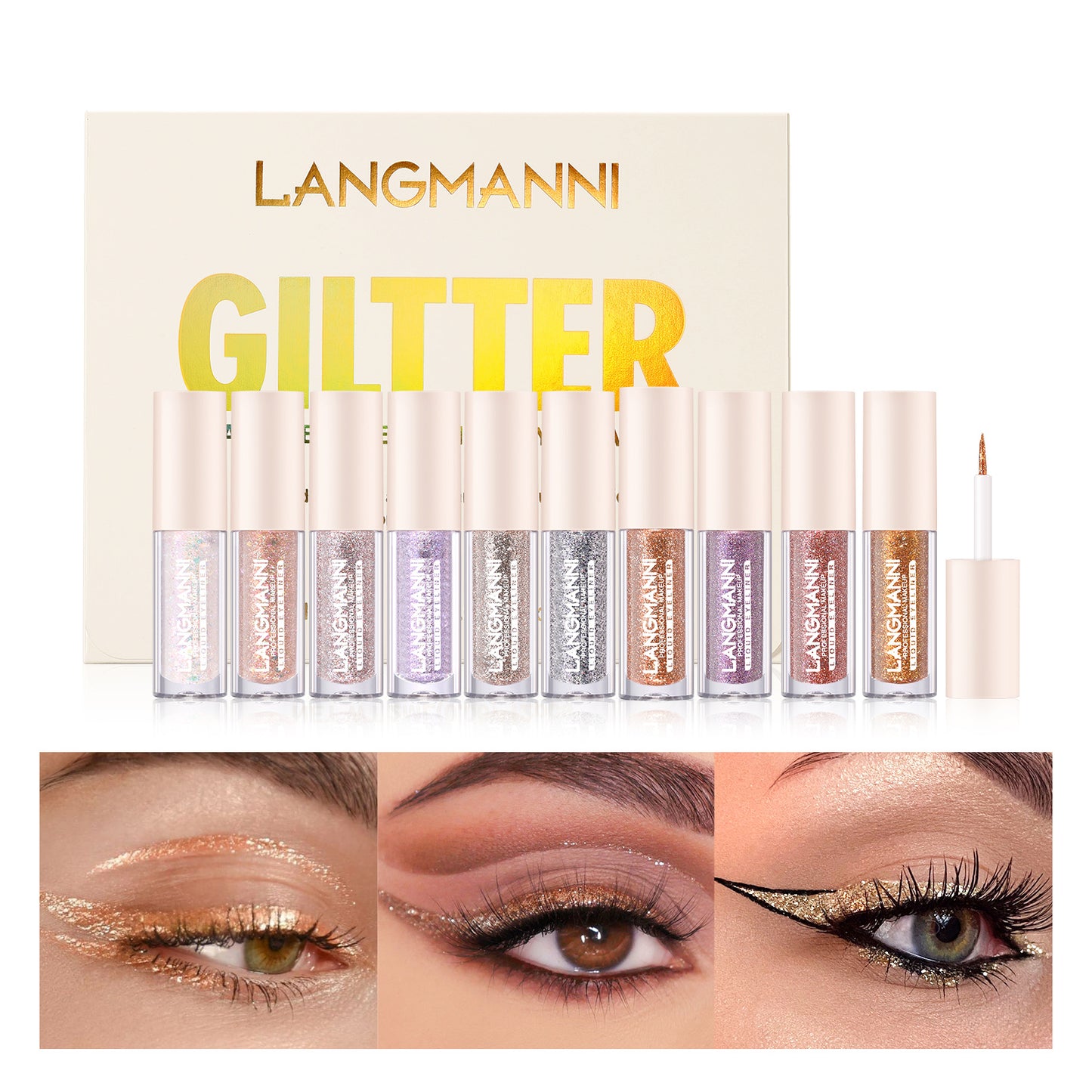 New Fashion 10-Color Glitter Liquid Eye Shadow Set for Radiant Glow-Homeunderwear