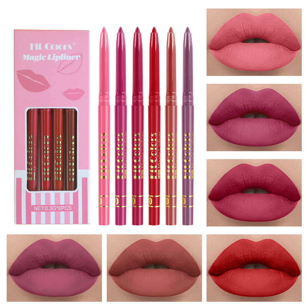 New Fashion 6-Color Matte Lip Liners for Long-Lasting, Velvet Finish-Homeunderwear