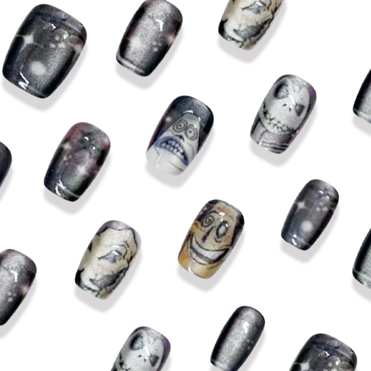 30-Piece Halloween Crystal Cat Eye Cartoon Bride Nails