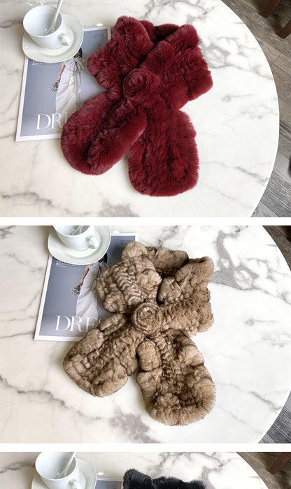 "Fashionable Real Rabbit Fur Scarf - Winter Accessory