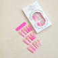 Super Long Pink Heart Bow 3D Fake Nail Tips