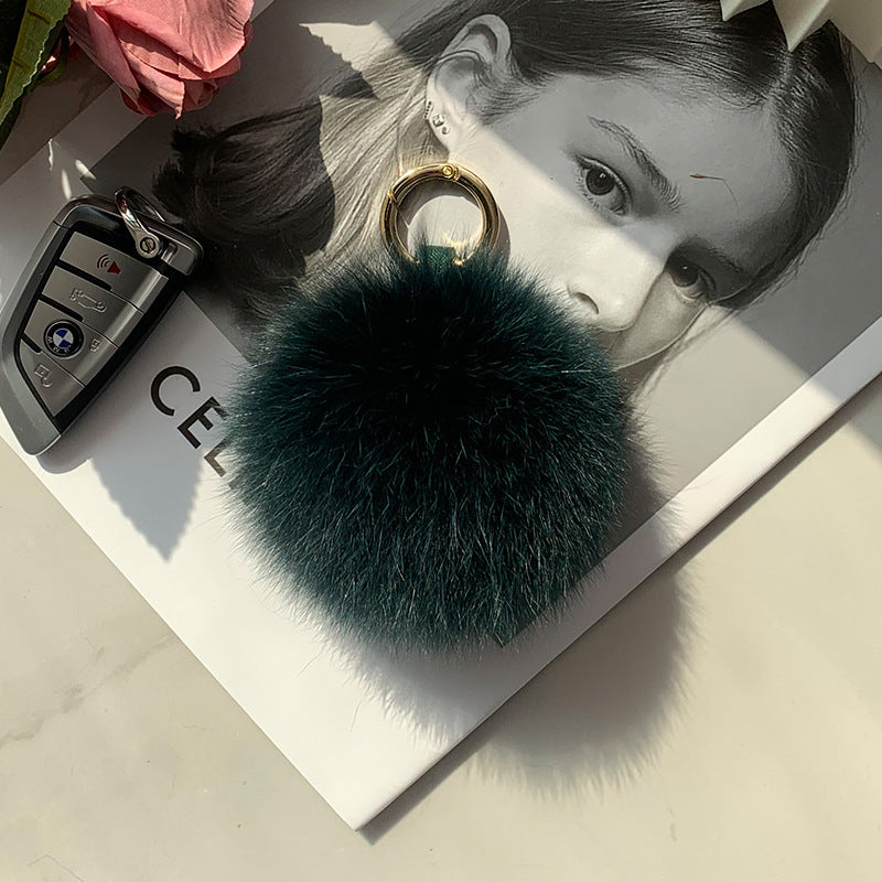 Fox Fur Pom Pom Keychain & Car Charm - Small Size