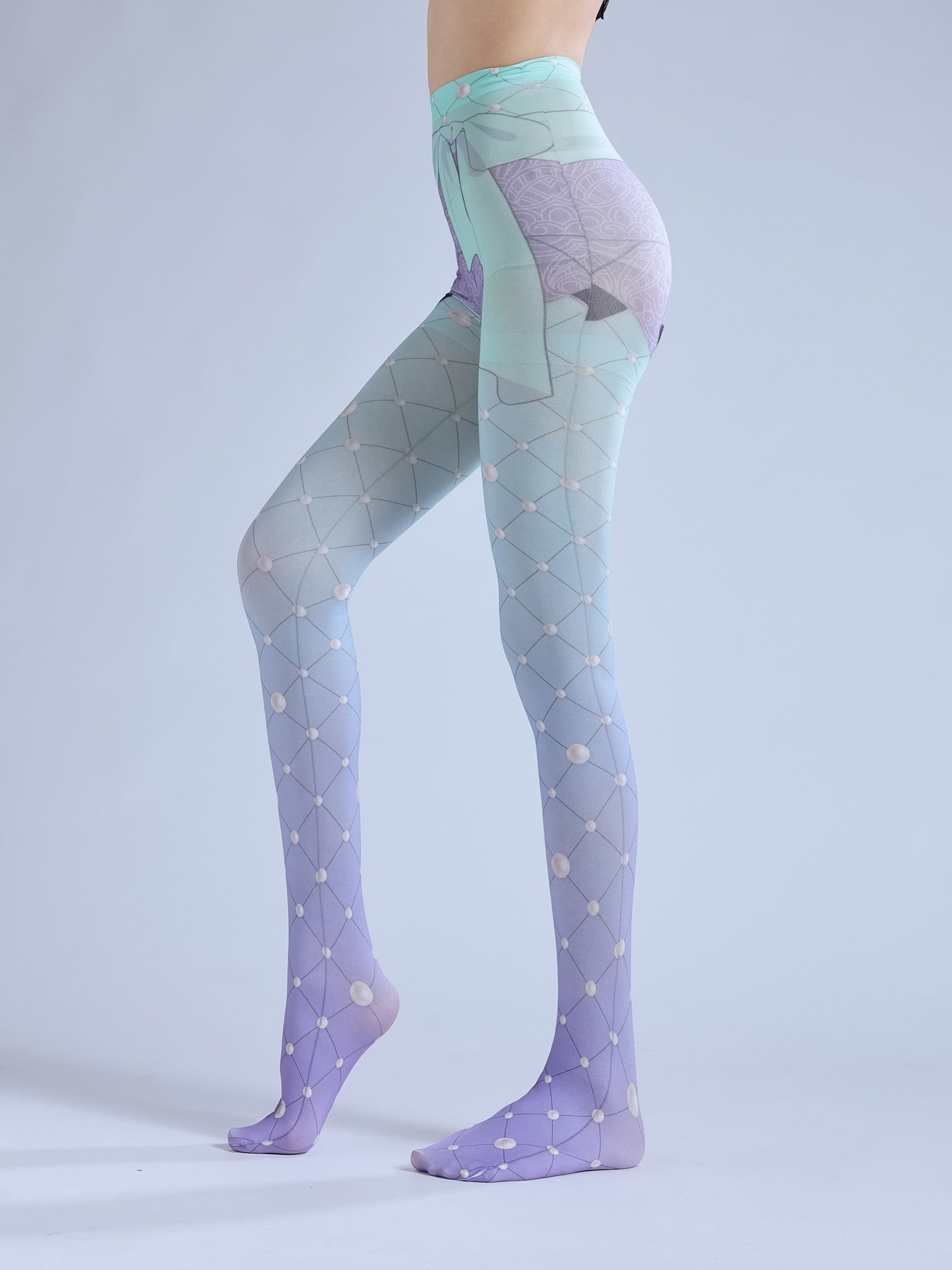 Purple Gradual Change Lolita Stockings Mesh Pantyhose