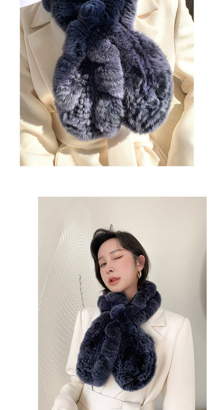 "Fashionable Real Rabbit Fur Scarf - Winter Accessory