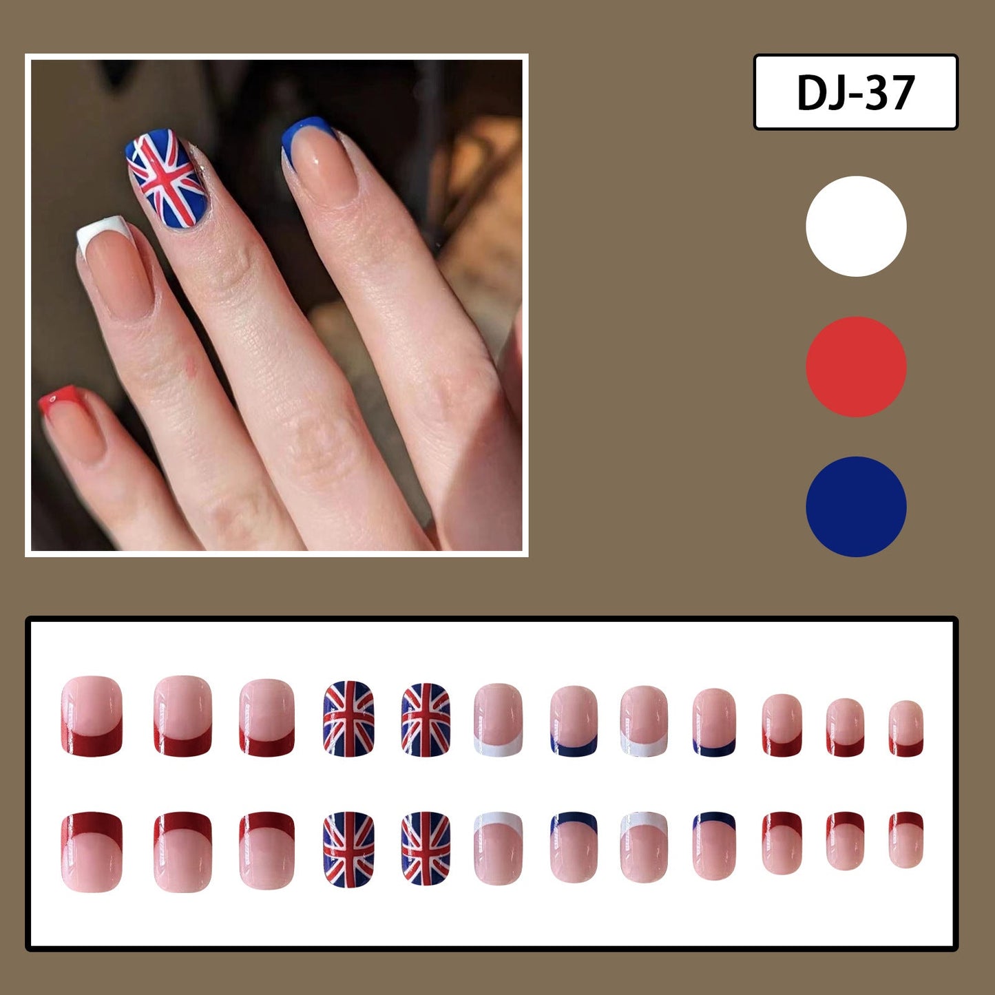 Coronation Day Red Blue White French Nails 2024