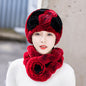 Winter Rex Rabbit Fur Ear Flap Hat & Scarf Set