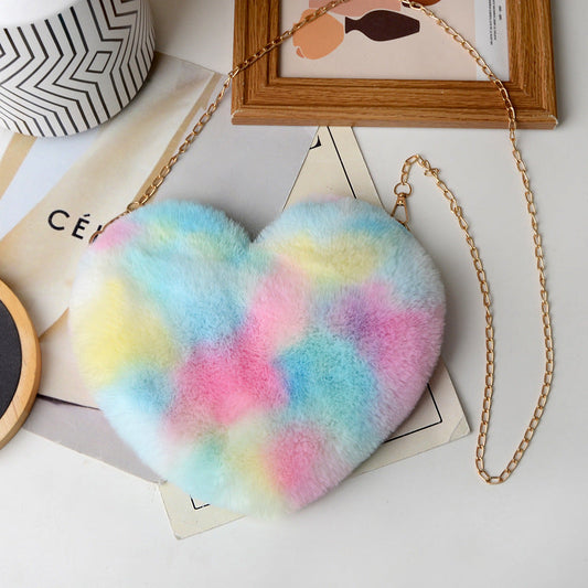 Heart-Shaped Fuzzy Crossbody Bag Winter