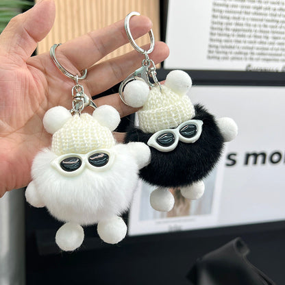 Cute Fuzzy Coal Ball Keychain - 10cm Plush Toy