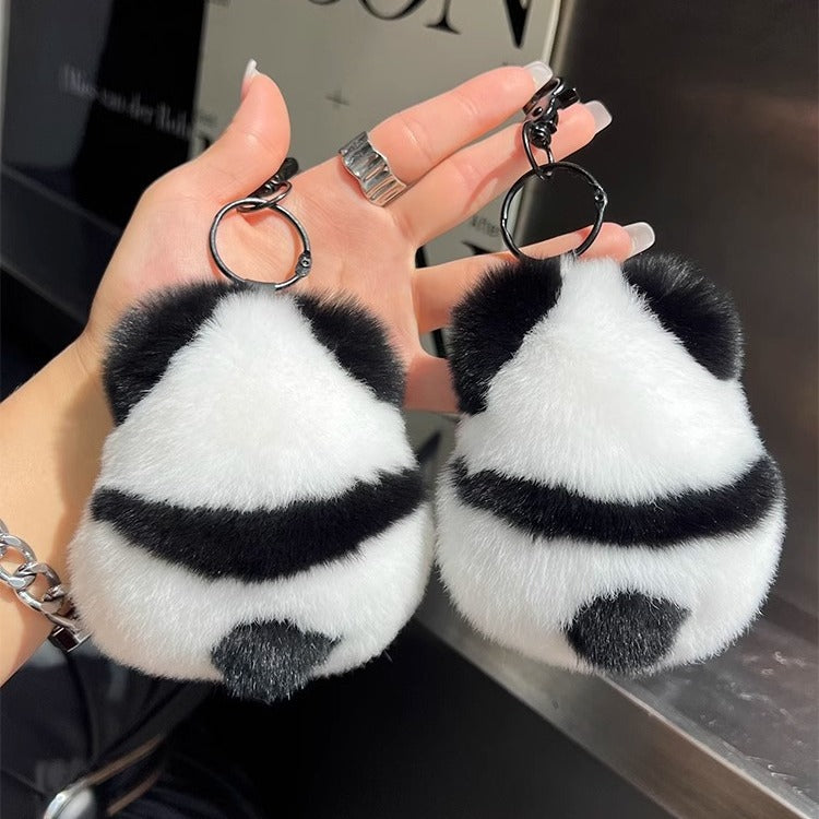 Cute Faux Fur Panda Keychain Plush Toy