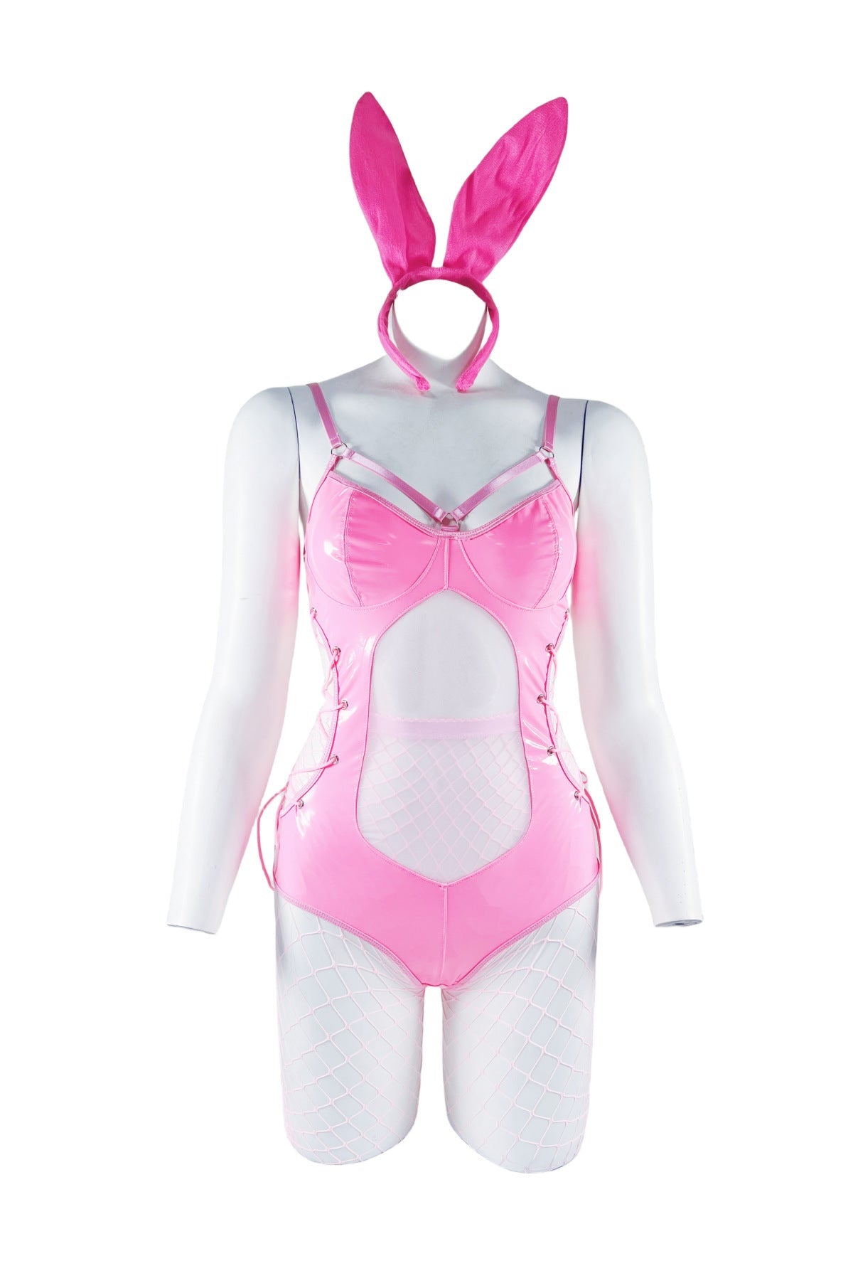 Free Shipping For New Fishnet PU Leather Bunny Girl Bodysuit