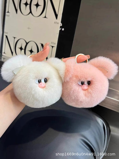 Cute Rabbit Fur Pig Keychain Plush Toy