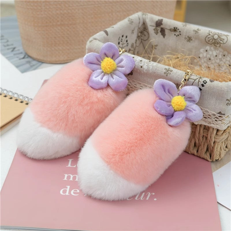 Cute Pink Fuzzy Charm - Real Rabbit Fur Accessory