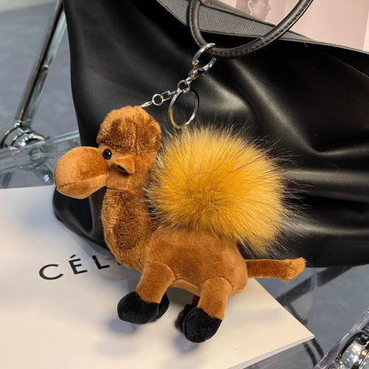 Cute Real Racoon Fur Camel Keychain - Bag Charm