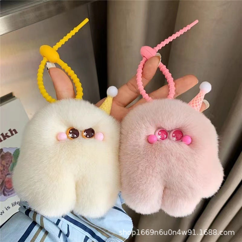 Cute Fuzzy Monster Keychain Creative Cartoon Bag Charm