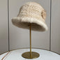 Warm Mink Fur Knit Bucket Hat - Winter Accessory