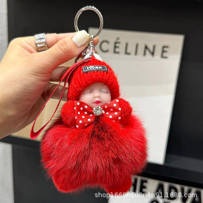 Foxy Sleepy Charm - 10cm Fluffy Keychain Decor