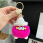 Cute Real Rabbit Fur Coal Ball Keychain Bag Charm